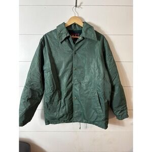 Vintage Caribou Warm-Up Jacket Mens Medium Green Insulated Fleece Lined 90s Coat